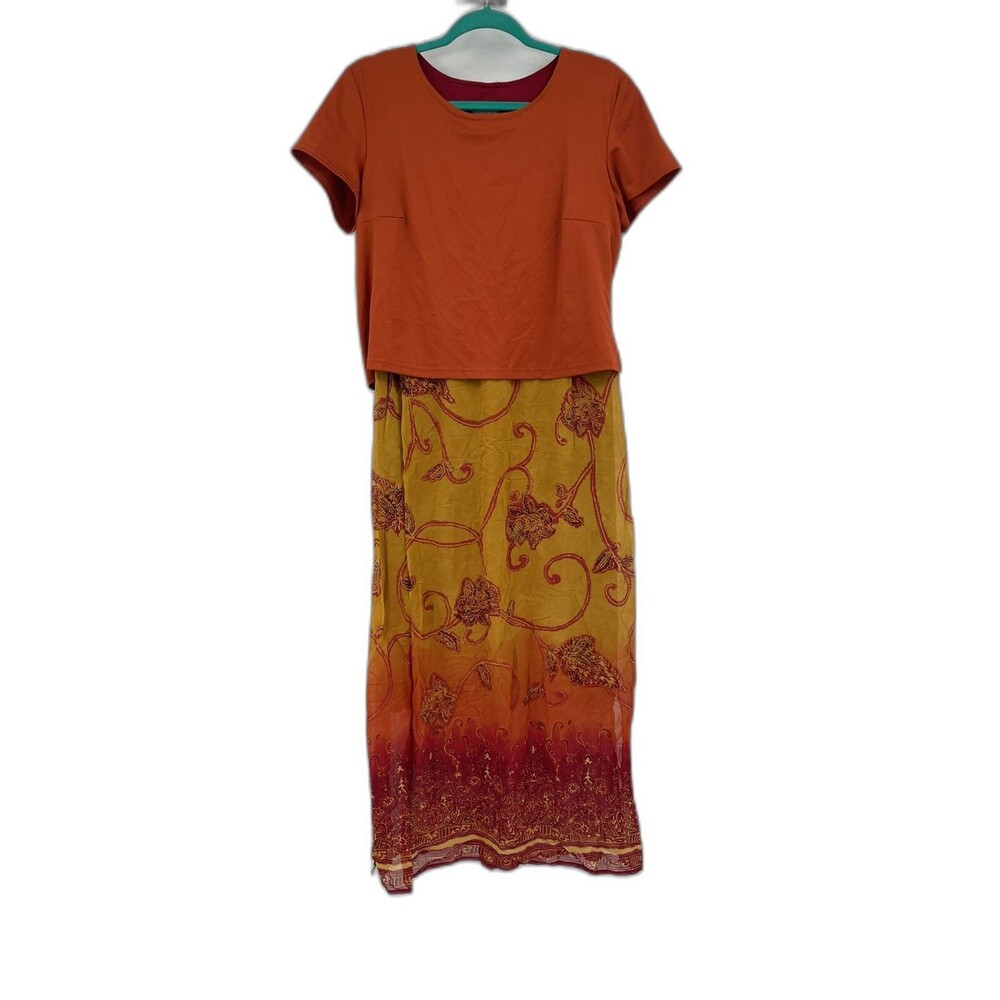 RABBIT RABBIT RABBIT SUMMER MAXI DRESS, FLOWY MULTICOLOR RAYON TIERS, SIZE 14